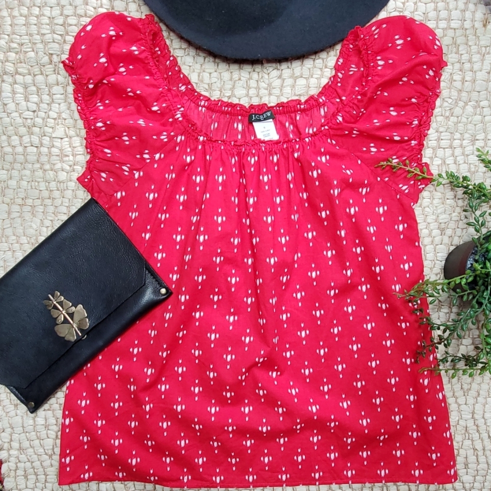 J. Crew Red Blouse Small
